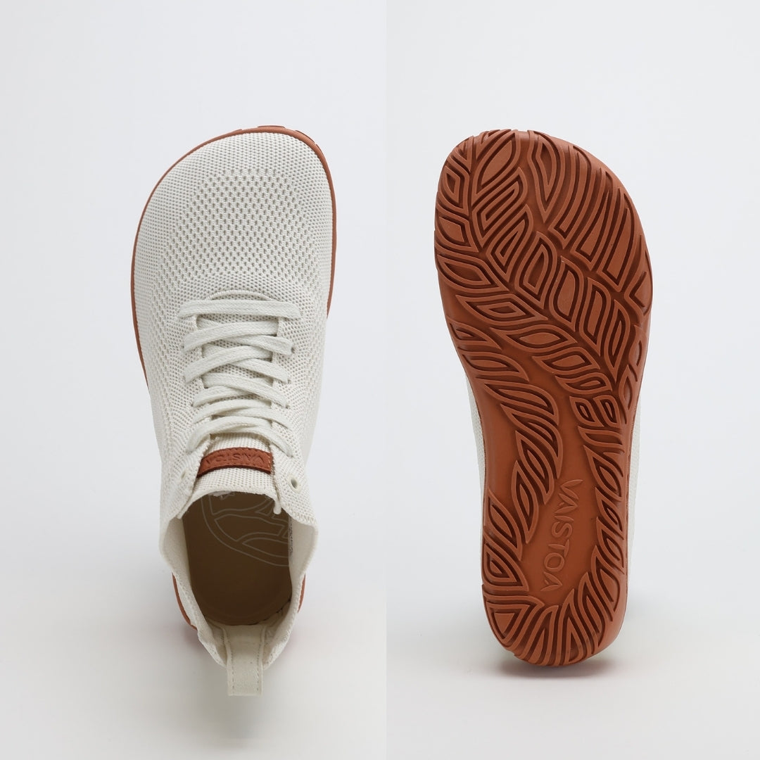 vaistoa iloa mid paljasjalkakengat korkeavartiset tennarit luonnonvalkoinen levea jalan muotoinen varvastila