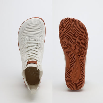 vaistoa iloa mid paljasjalkakengat korkeavartiset tennarit luonnonvalkoinen levea jalan muotoinen varvastila