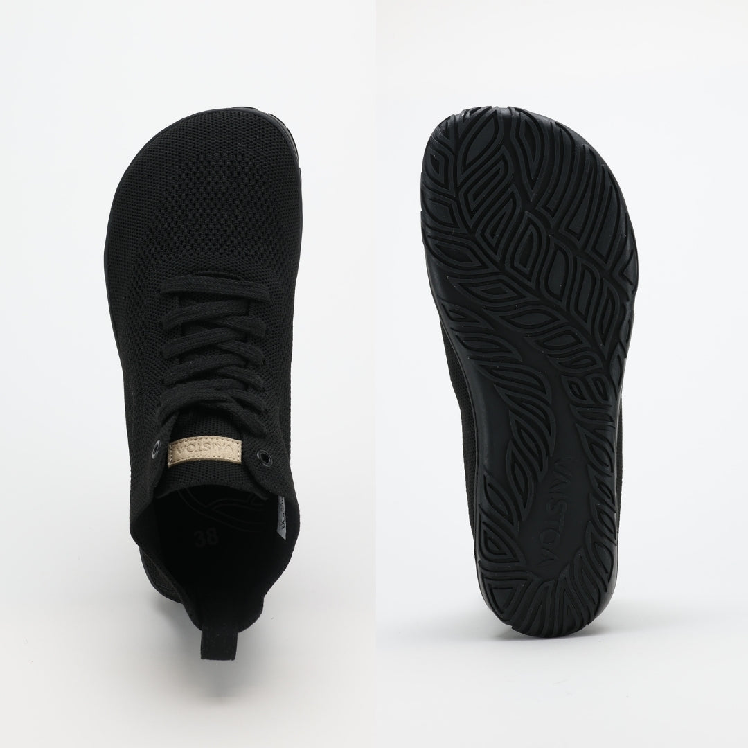 vaistoa iloa mid paljasjalkakengat korkeavartiset tennarit musta levea jalan muotoinen varvastila