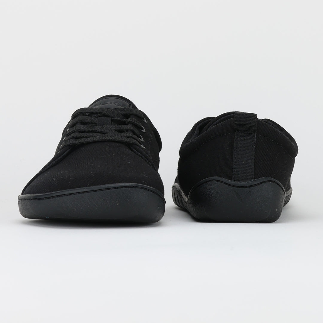 vaistoa rento 2 paljasjalkakengat matalavartiset kangastennarit musta edesta takaa