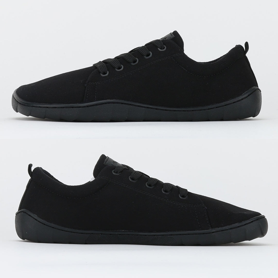 vaistoa rento 2 paljasjalkakengat matalavartiset kangastennarit musta tasainen zero drop pohja